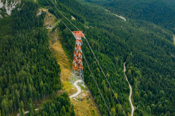 istock High voltage power line pylons in the mountains surrounded by trees 1434116650