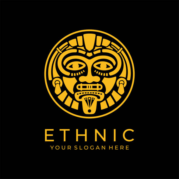 istock Ethnic mask icon. Aztec and Mayan mask icon for business. Cultural vector design in a minimalistic style. Vector illustration 1434117388