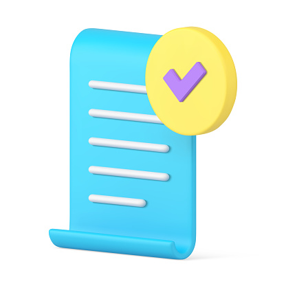 istock Vertical blue text document form completed daily tasks reminder check mark 3d icon realistic vector 1434119371