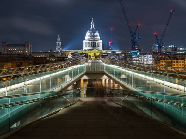 A picture of the Millennium Bridge and the St. Paul's Cathedral.