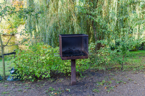 istock Barbecue area in the park with a grill 1434123113