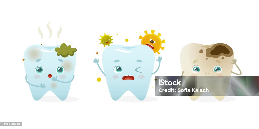 Dentition Defect Cartoon Dental Problem Set With Cute Character Cartoon Tooth Mascot Collection ...