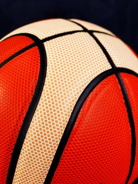 istock Closed up Basketball - black background. 1434127749