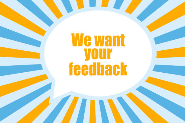istock We want your feedback banner icon. Poster speech illustration symbol. Label information vector 1434127785