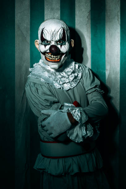 istock evil clown stands in front of the circus tent 1434129305