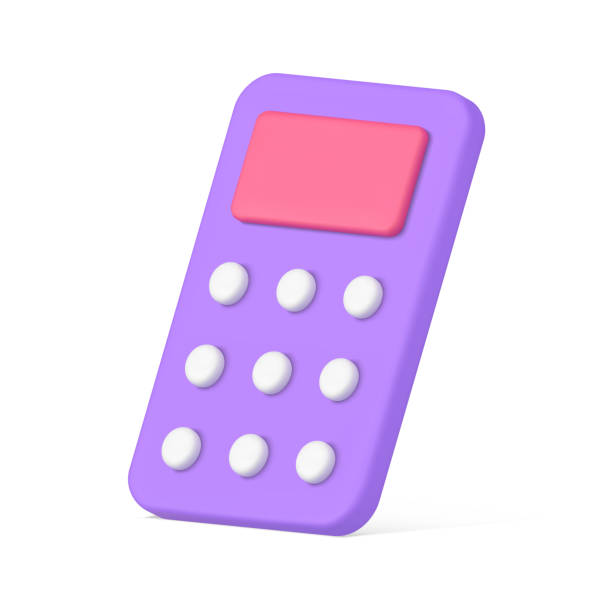 istock Minimalist purple calculator with buttons business accounting checking realistic 3d icon vector 1434130460