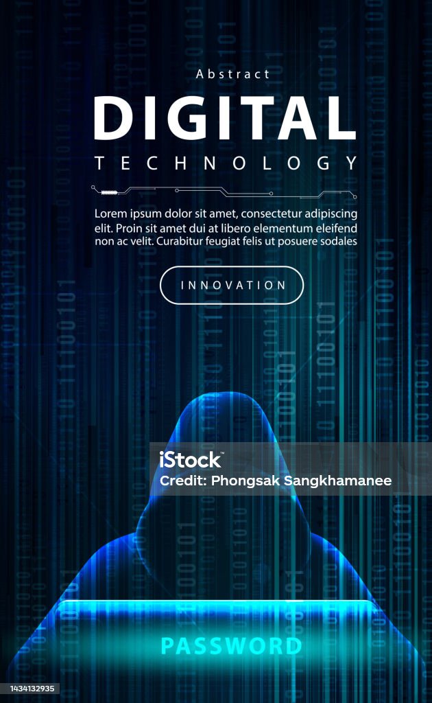 Hacker Data Security Technology Blue Background Data Secure Theft Crime ...