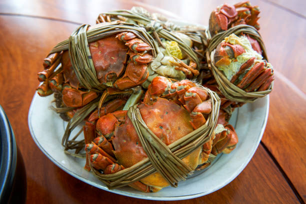 istock Freshly steamed plump hairy crab close-up 1434134759