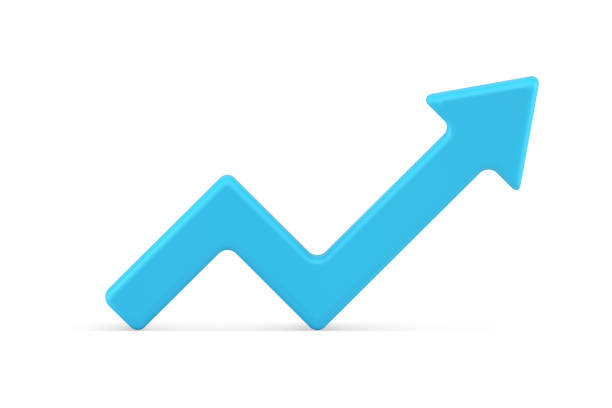 istock Blue arrow graphic angled geometry positive trend economic profit business strategy 3d icon vector 1434141289