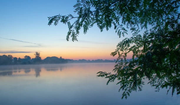 Peaceful Lake Sunrise-Howard County, Indiana stock photo