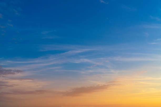 istock Sunset sky with blue and golden orange colors at dusk 1434141906