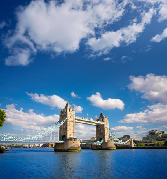 London Tower Bridge over Thames river in a sunny blue sky summer day in UK, England. Great Britain, United Kingdom