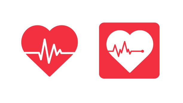 red heartbeat line icon on white background. pulse rate monitor. vector illustration. - nabız kontrolü stock illustrations