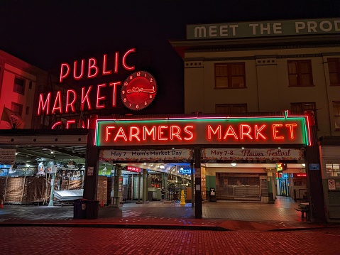 The famous Public Market in Seattle, Washington, USA