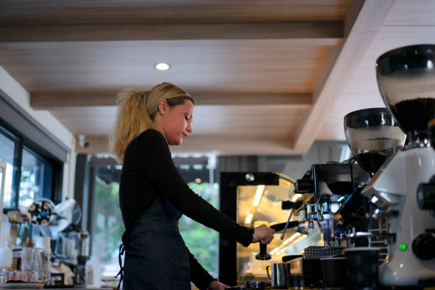 istock Young entrepreneur works at coffee cafe. 1434147869