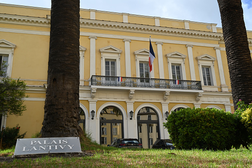 Ajaccio, France, september 27, 2022 : Lantivy Palace and Corsica Prefecture of Ajaccio