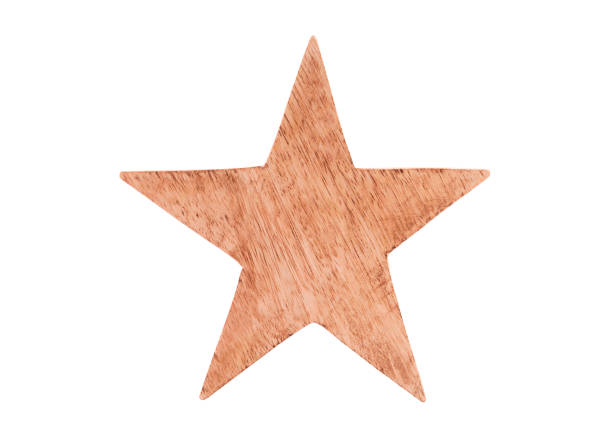 Wooden star isolated on white background with clipping path