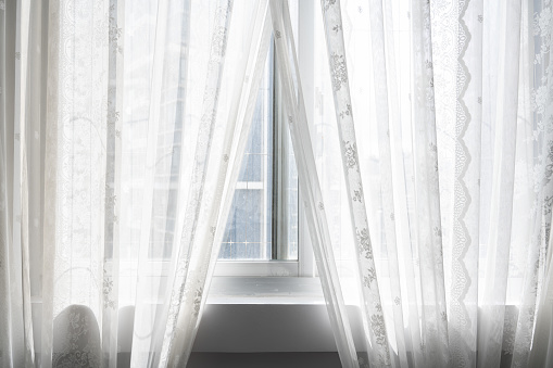White curtains in modern buildings