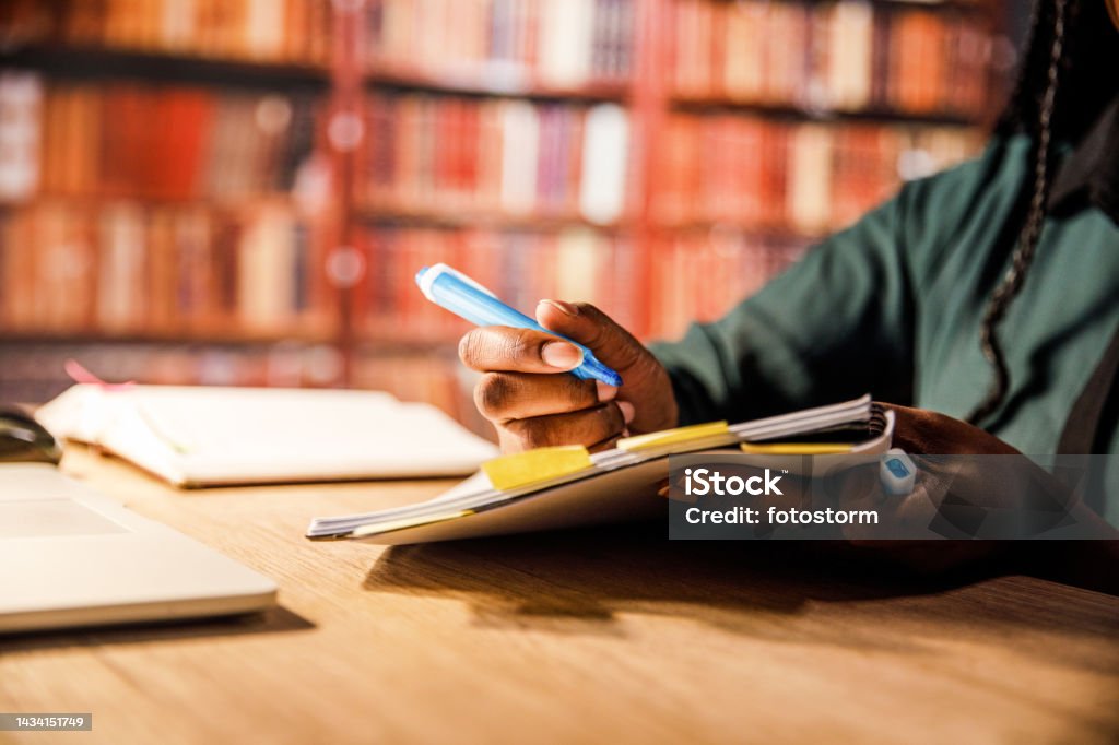 Marking Notes With A Highlighter Closeup Stock Photo - Download Image ...