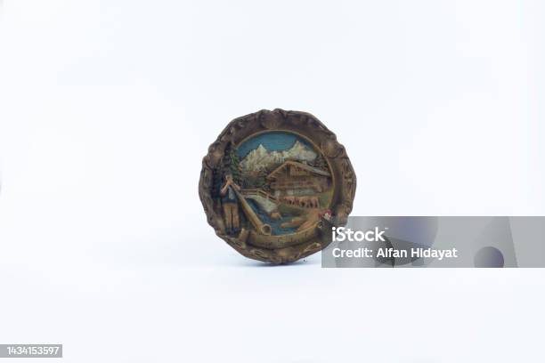 Banjarnegara October 09 2022 Wall Display 3d Rounded Souvenir Switzerland Isolated At White Background Stock Photo - Download Image Now