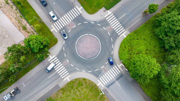 istock Roundabout - traffic circle, aerial view 1434154401