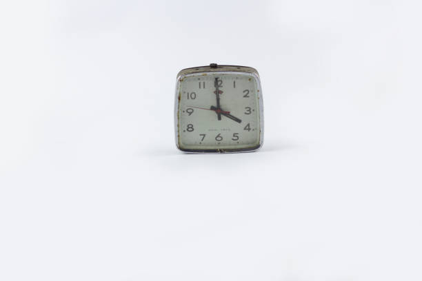 close up and detail of old clock with city shape