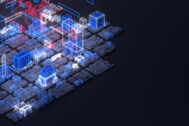 Futuristic smart city with glowing vectors