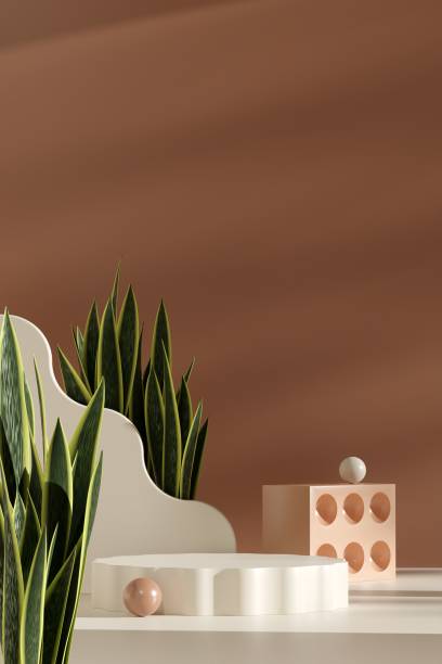 istock Beautiful decoration on a table against a brown wall 1434156807
