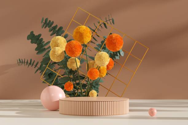 istock Beautiful decoration on a table against a brown wall 1434156831