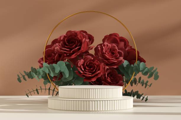 istock Beautiful decoration on a table against a brown wall 1434156851