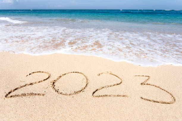 istock New Year 2023, lettering on the beach with wave 1434156869