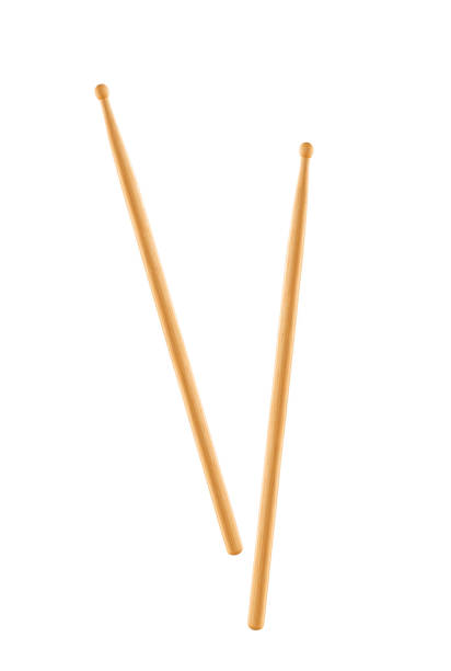 istock Two wooden drumsticks isolated on white background 1434160855
