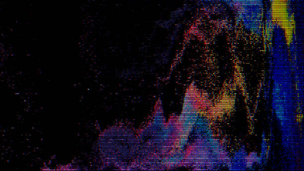 istock Glitch noise static television VFX pack. Visual video effects stripes background, CRT tv screen no signal glitch effect 1434163477