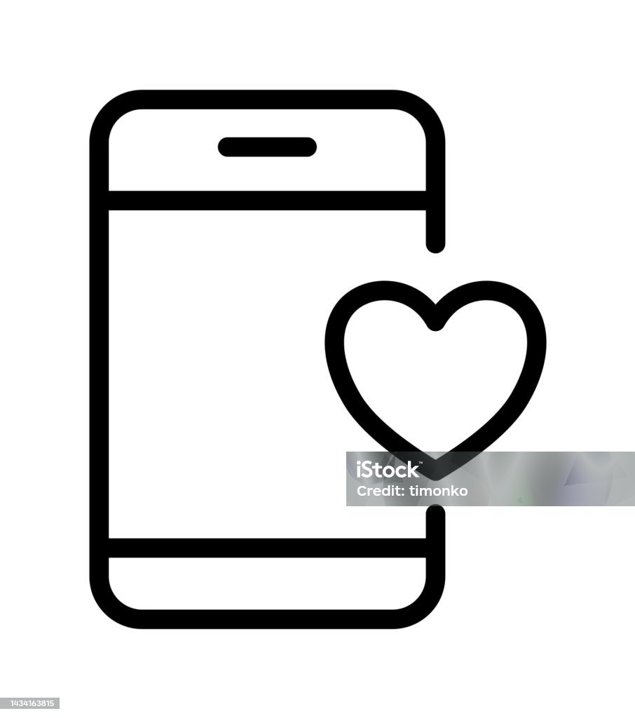 Điện Thoại Thông Minh Đơn Giản Và Biểu Tượng Vector Đường Tim Điện ...