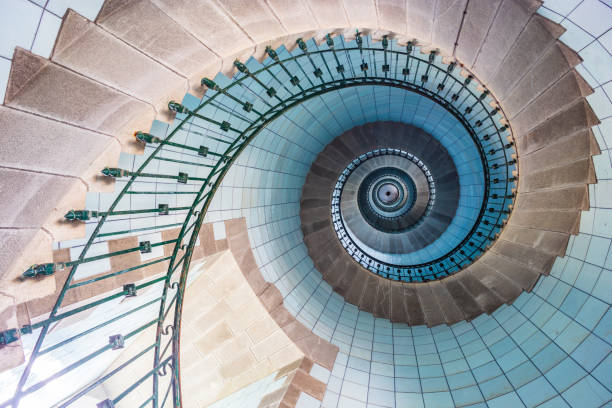 istock Spiral stairs and blue opaline inside the lighthouse 1434167298