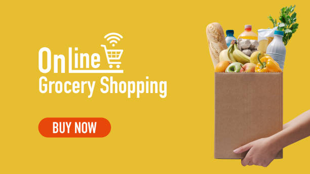 istock Online grocery shopping and home delivery 1434168538