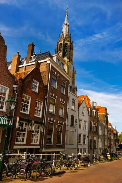 Photo of Picturesque landscape of the city streets of Delft