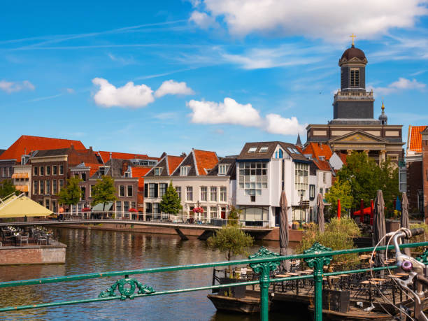 istock Streets along canal of Leiden, Netherlands 1434170200