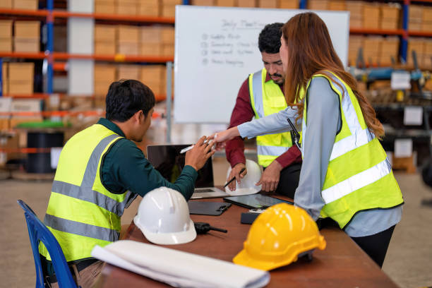 istock Group of worker in the warehouse factory 1434171732