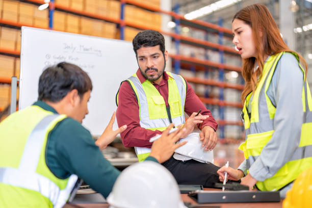 istock Group of worker in the warehouse factory 1434171833