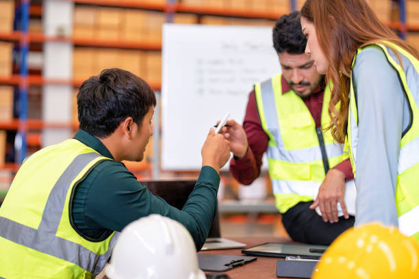 istock Group of worker in the warehouse factory 1434172090