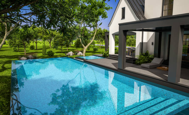istock 3d rendering of white and black modern Tudor house 1434174094