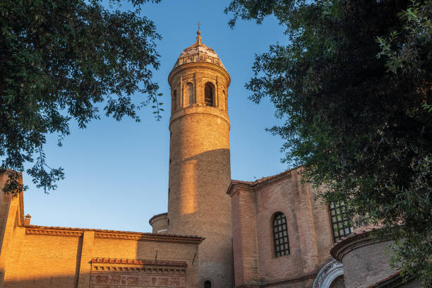 Tower of Basilica di San Vitale, one of the most important examples of early Christian Byzantine art in western Europe,built in 547, Ravenna, Emilia-Romagna, Italy