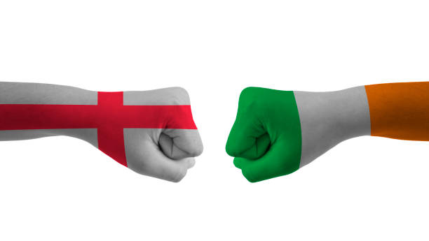 istock England vs Ireland hand flag cricket match 1434177169