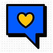 istock Yellow and blue love message sticker 1434177593