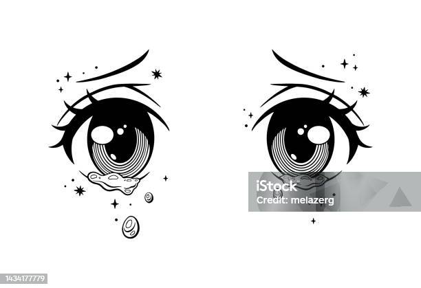 Cute Crying Anime Girl Eyes Stock Illustration - Download Image Now - Manga  Style, Art, Beautiful People - iStock