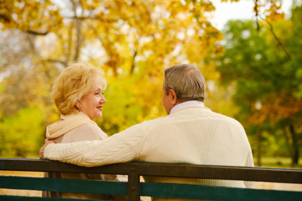 istock Active seniors on a walk in autumn forest 1434177881
