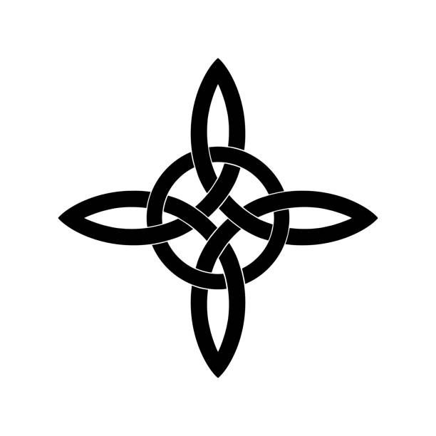 wicca-symbol - kraft der vier elemente - celtic knot illustrations stock-grafiken, -clipart, -cartoons und -symbole
