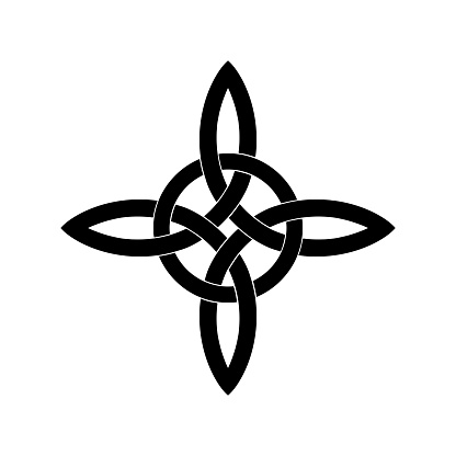 Wicca symbol - Power of four elements. The Witch's Knot. Vector illustration