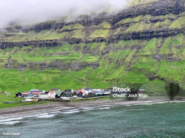 Tjørnuvík Faroe Islands Stock Photo - Download Image Now - Aerial View, Bay of Water, Beach